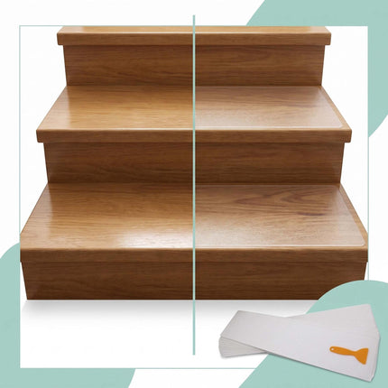 Self-Adhesive Anti-Slip Stair Treads, 15-Piece Set, Transparent, PEVA