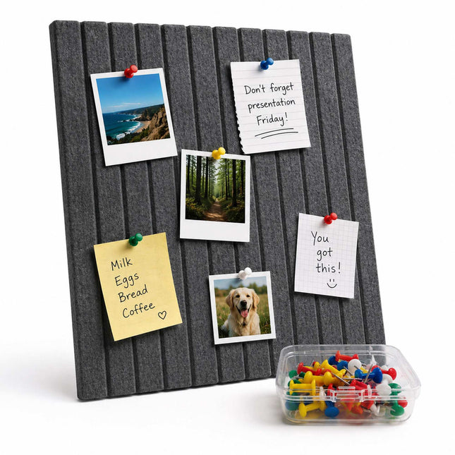 Self-Adhesive Felt Pinboard, Dark Gray, 60x40 cm