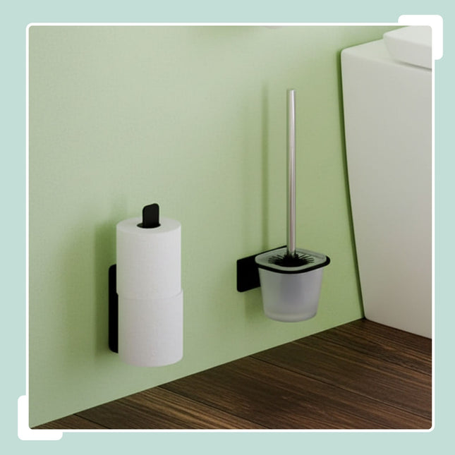 Selbstklebender Toilettenpapierhalter, Mattschwarz, für 2 Rollen