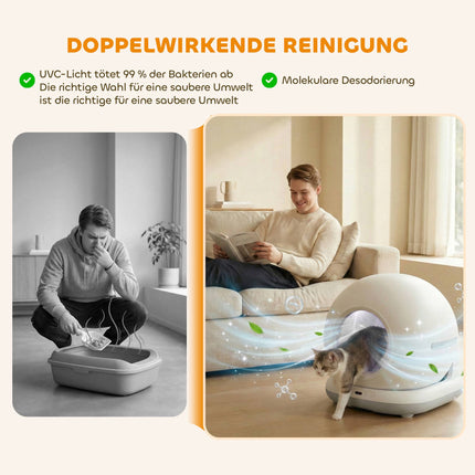 Self-Cleaning Cat Litter Box, XL 72L with HD Camera & App Control