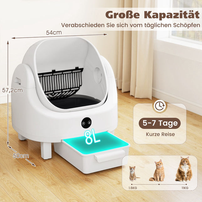 Selbstreinigendes Katzenklo mit App-Steuerung und Geruchskontrolle