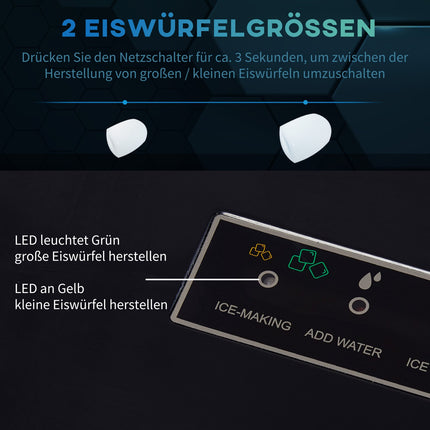 Selbstreinigende Eismaschine, 15 kg/24h, 2 Eisgrößen, Eisschaufel inklusive