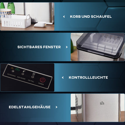 Selbstreinigende Eismaschine, 15 kg/24h, 2 Eisgrößen, Eisschaufel inklusive