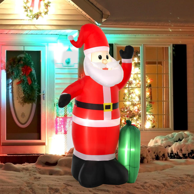 Aufblasbare Weihnachtsmann-Dekoration mit LED-Beleuchtung, 148x85x240 cm