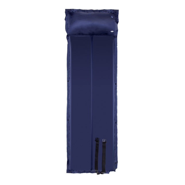 Zelfopblazende kampeermat met kussen, blauw