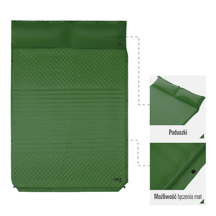 Self-Inflating Double Camping Mat 190x130 cm With Pillow