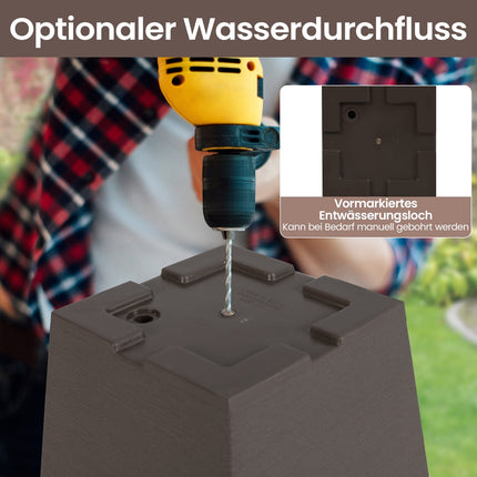 Selbstbewässernde Pflanzgefäße mit Drainage, 2er-Set, Braun