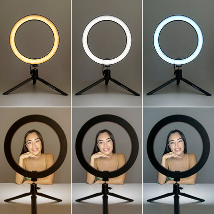 Lampa kruhová selfie se stativem a dálkovým ovladačem Youaro InnovaGoods