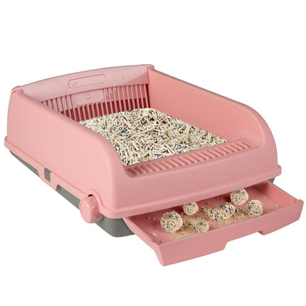 Halbautomatische Katzentoilette, spritzwassergeschützt, Pink