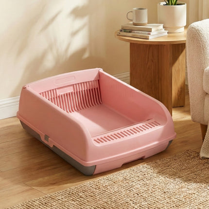 Halbautomatische Katzentoilette, spritzwassergeschützt, Pink