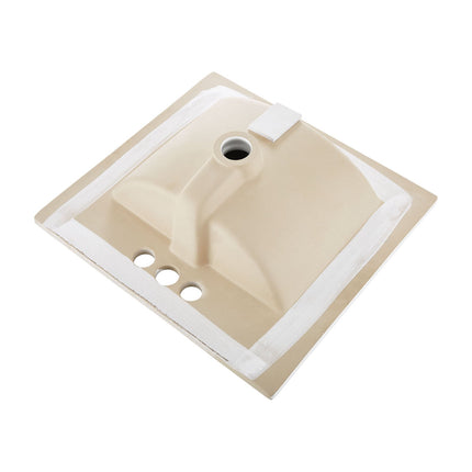 Semi-Recessed Bathroom Sink 510x465mm, White Ceramic, 3-Hole Overflow