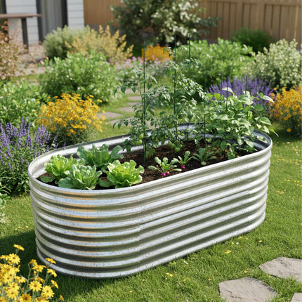 Semicircular Metal Raised Garden Bed – Galvanized
