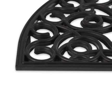 Semi-circular rubber door mat