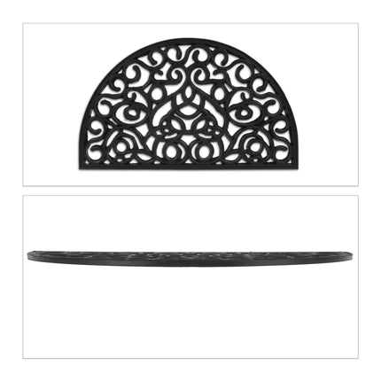 Semi-circular rubber door mat