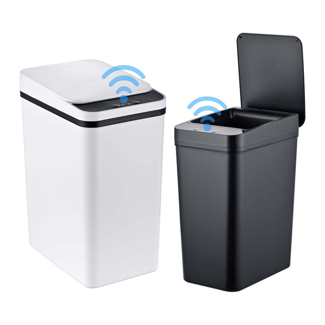Sensor-Mülleimer-Set, 9L & 15L, Schwarz-Weiß