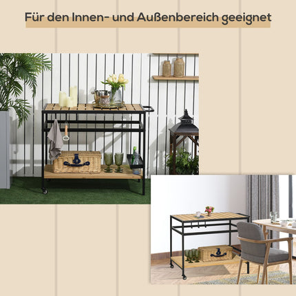 Outdoor-Servierwagen mit Ablagen und Haken - 107 x 65 x 80 cm