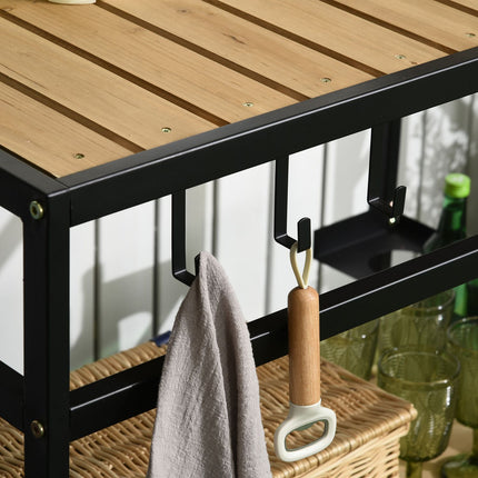 Outdoor-Servierwagen mit Ablagen und Haken - 107 x 65 x 80 cm