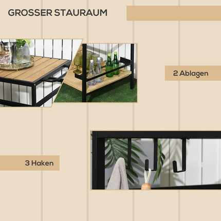 Outdoor-Servierwagen mit Ablagen und Haken - 107 x 65 x 80 cm