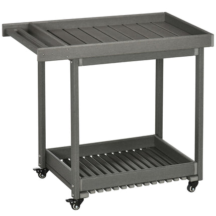 Desserte de service, chariot de barbecue avec porte-serviettes, chariot de jardin avec 2 étagères, table multifonctionnelle d'extérieur, 87 x 50 x 80 cm