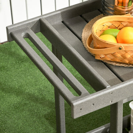 Desserte de service, chariot de barbecue avec porte-serviettes, chariot de jardin avec 2 étagères, table multifonctionnelle d'extérieur, 87 x 50 x 80 cm