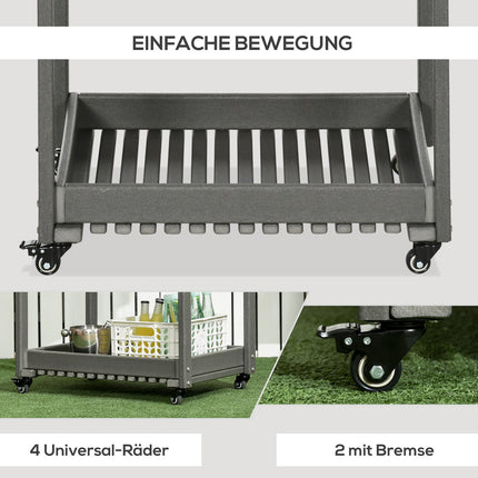 Desserte de service, chariot de barbecue avec porte-serviettes, chariot de jardin avec 2 étagères, table multifonctionnelle d'extérieur, 87 x 50 x 80 cm