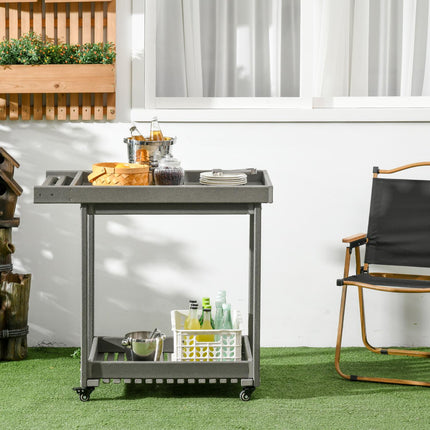 Desserte de service, chariot de barbecue avec porte-serviettes, chariot de jardin avec 2 étagères, table multifonctionnelle d'extérieur, 87 x 50 x 80 cm