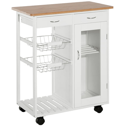 Desserte de service, desserte de cuisine, blanche, bois, pratique et élégante