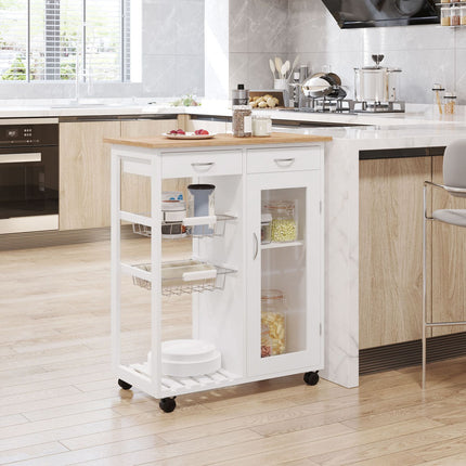 Desserte de service, desserte de cuisine, blanche, bois, pratique et élégante