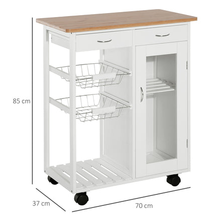 Desserte de service, desserte de cuisine, blanche, bois, pratique et élégante