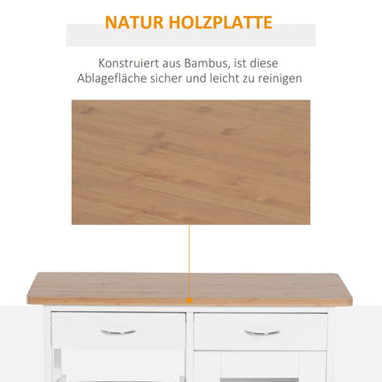 Desserte de service, desserte de cuisine, blanche, bois, pratique et élégante