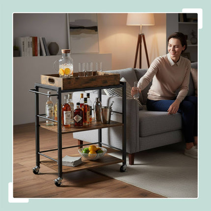Servierwagen mit abnehmbarem Tablett und Bremsen