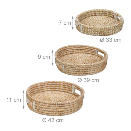 Ensemble de 3 plateaux de service ronds