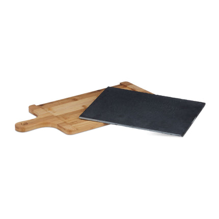 Serviertablett mit Schieferplatte