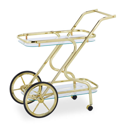 Serving trolley brass and glass