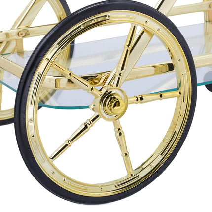 Serving trolley brass and glass