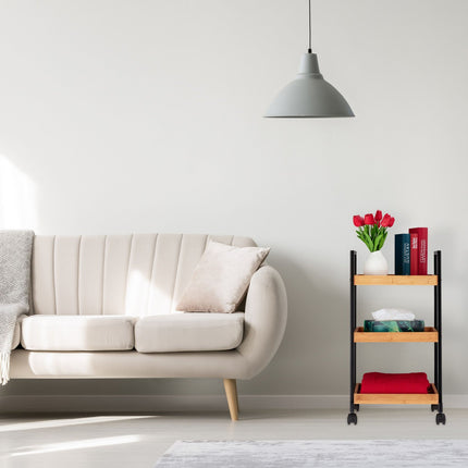 Serving trolley in bamboo with 3 shelves