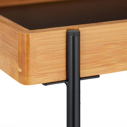 Serving trolley in black bamboo with 2 shelves