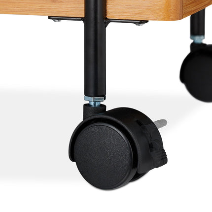 Serving trolley in black bamboo with 2 shelves