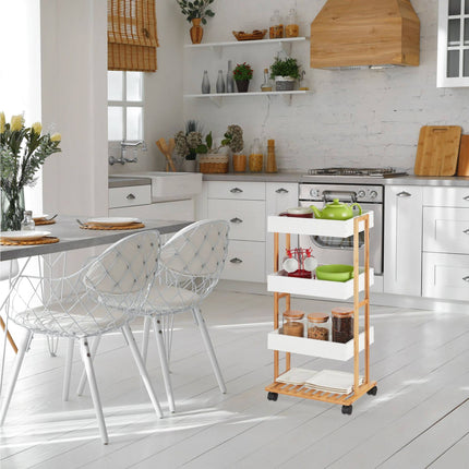 Serving trolley with 4 shelves