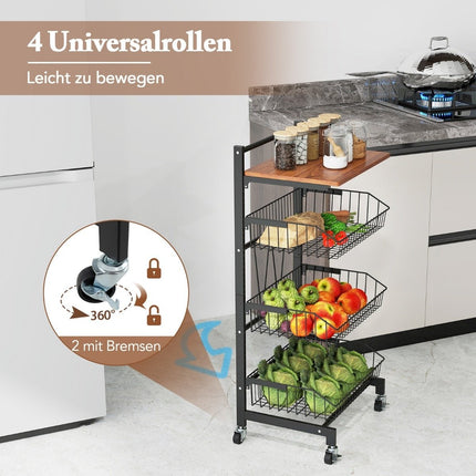 Serving trolley with wheels Vegetable rack with pull-out baskets 40 x 31 x 88 cm