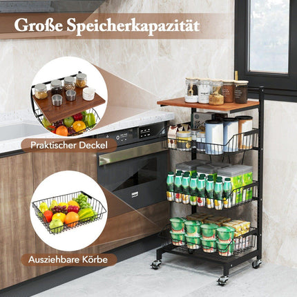 Serving trolley with wheels Vegetable rack with pull-out baskets 40 x 31 x 88 cm
