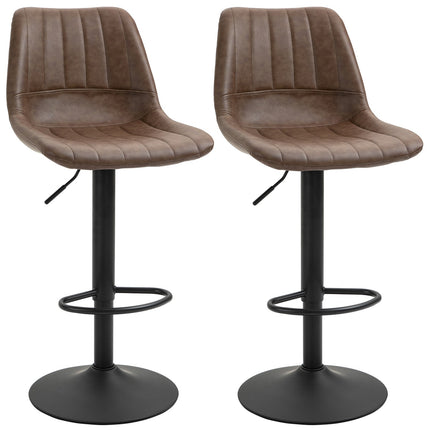 Height-adjustable barstools in faux leather, set of 2