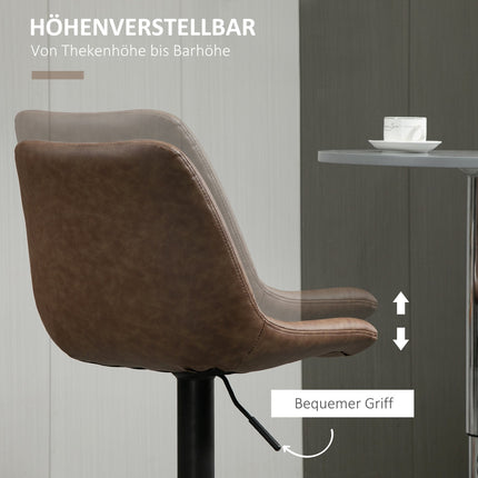 Height-adjustable barstools in faux leather, set of 2