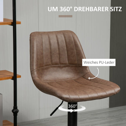 Height-adjustable barstools in faux leather, set of 2