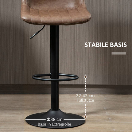Height-adjustable barstools in faux leather, set of 2