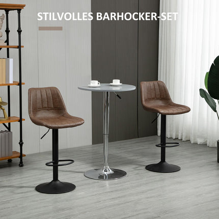 Height-adjustable barstools in faux leather, set of 2