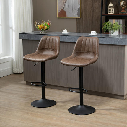Height-adjustable barstools in faux leather, set of 2