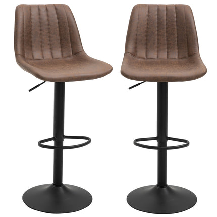 Höhenverstellbare braune Barhocker, 2er-Set, Polyester