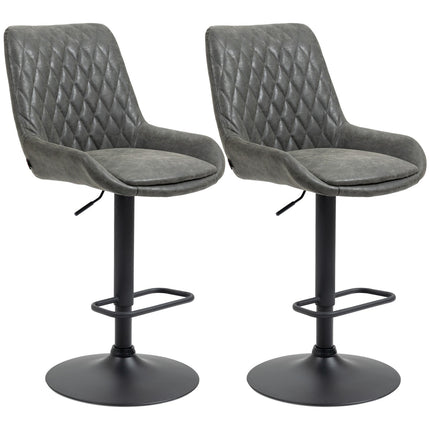 Höhenverstellbare Barhocker, 2er-Set, Kunstleder Dunkelgrau