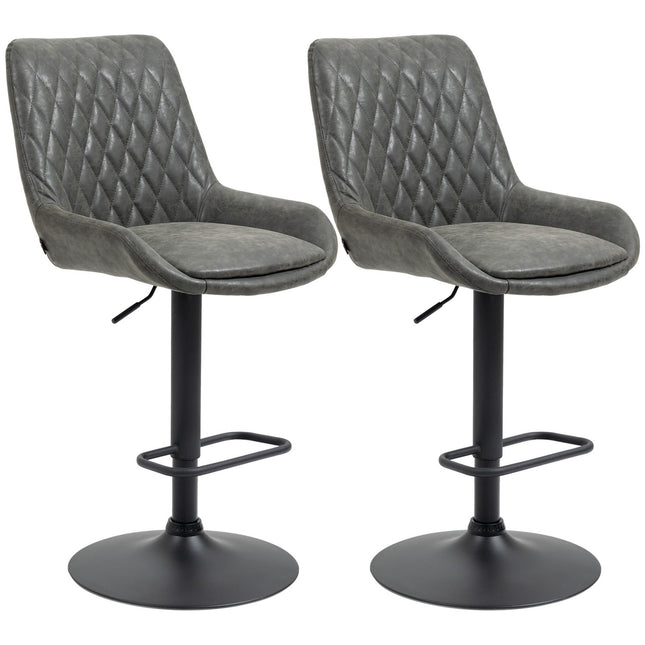 Height-adjustable bar stools, set of 2, dark gray artificial leather